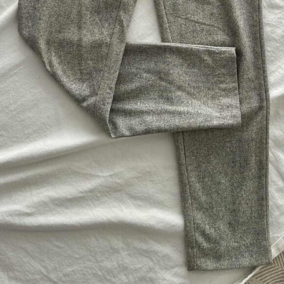 DO+BE Heather Greige Wool-Blend Belted High-Rise Tailored Trousers – US S - Picture 2 of 9